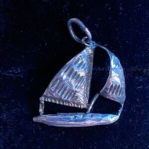 Vintage 925 Sterling Silver Sailboat Pendant Nautical Boat Charm
